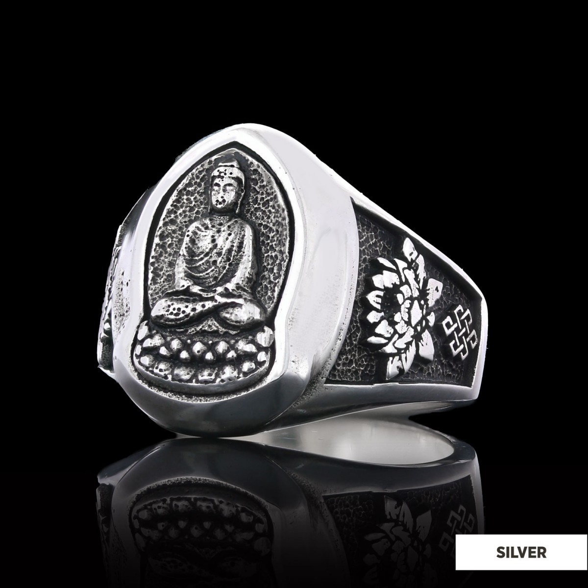 Buddha Ring, Om Buddha Ring, Hindu Ring, Endless Knot Ring, Padma Buddhist Ring, Meditation, Yoga, Buddhist Jewelry