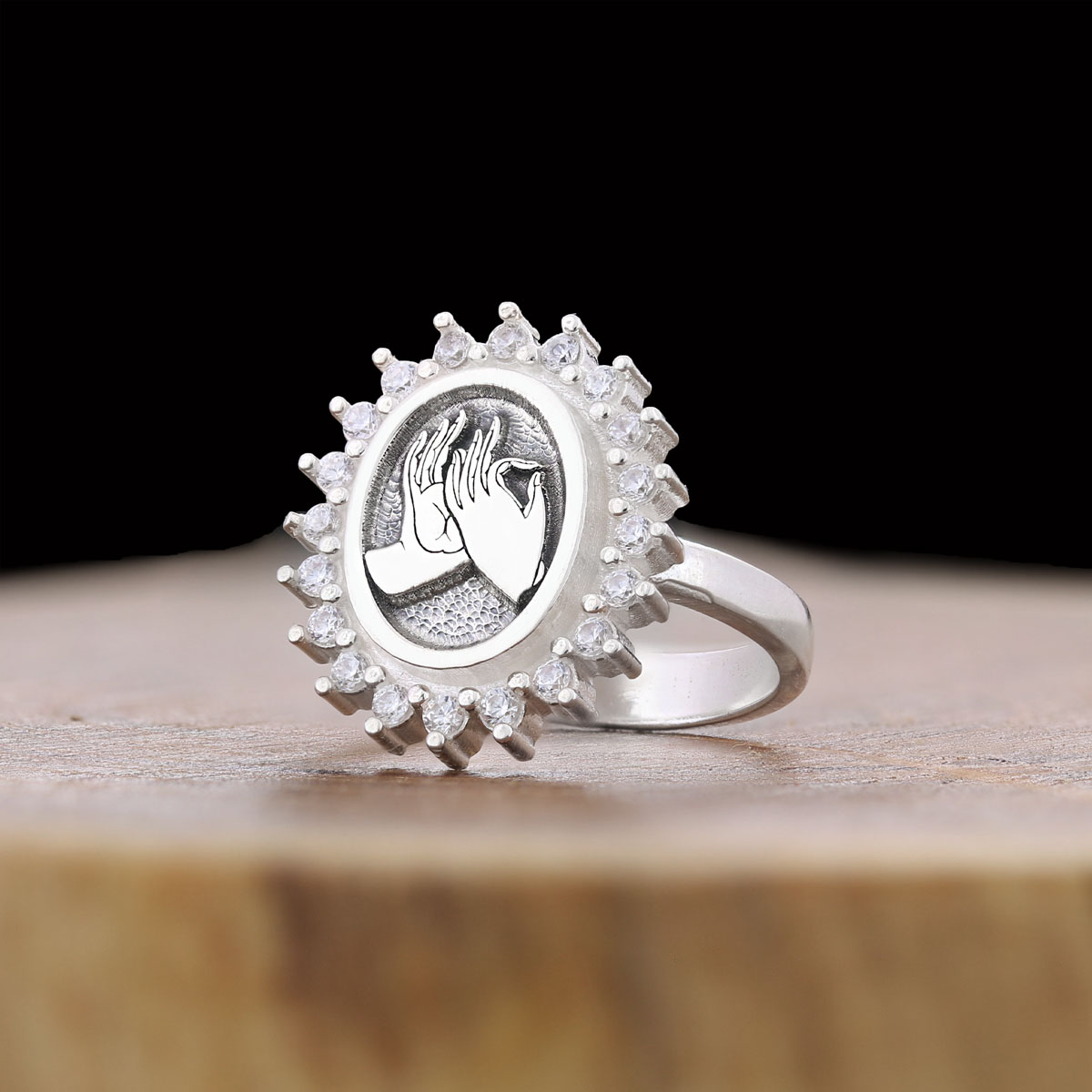 Buddha hands Ring, Stoned Budhhist Ring, Mudra Hand Ring, Women's Religious Ring, Religious Gift