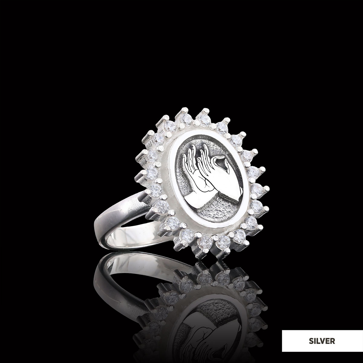 Buddha hands Ring, Stoned Budhhist Ring, Mudra Hand Ring, Women's Religious Ring, Religious Gift