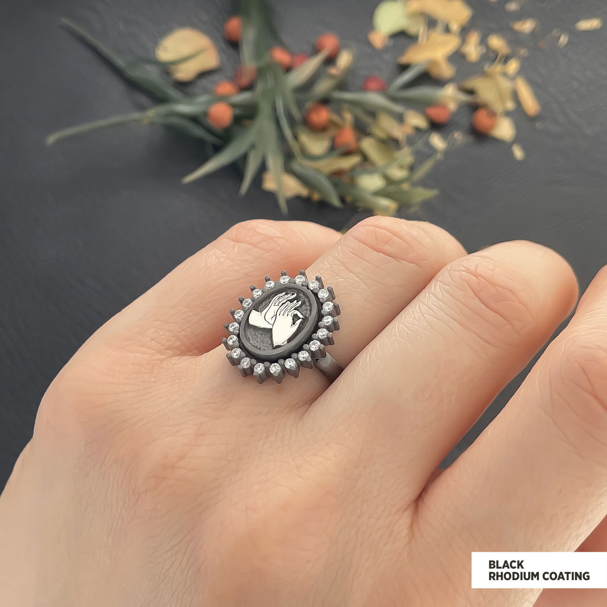 Buddha hands Ring, Stoned Budhhist Ring, Mudra Hand Ring, Women's Religious Ring, Religious Gift