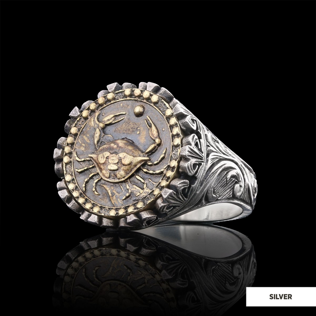 Cancer Sign Ring, 925 Sterling Silver Cancer Sign Ring