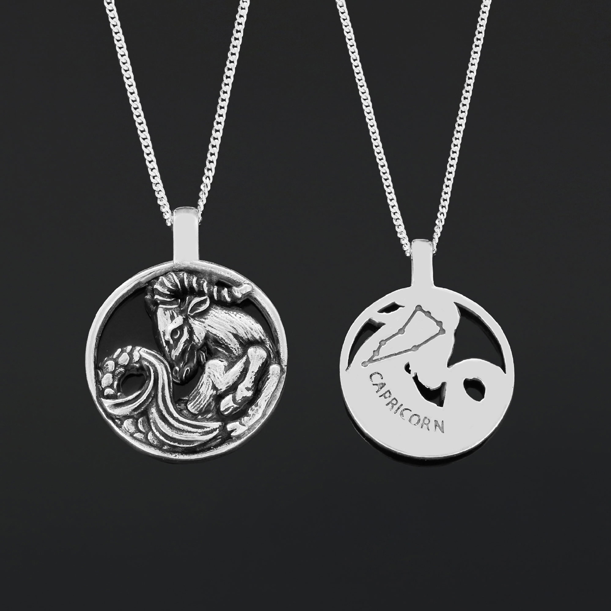 Capricorn Pendant, Sterling Silver Capricorn Necklace, Handmade Capricorn Jewelry, Horoscope Capricorn Necklace