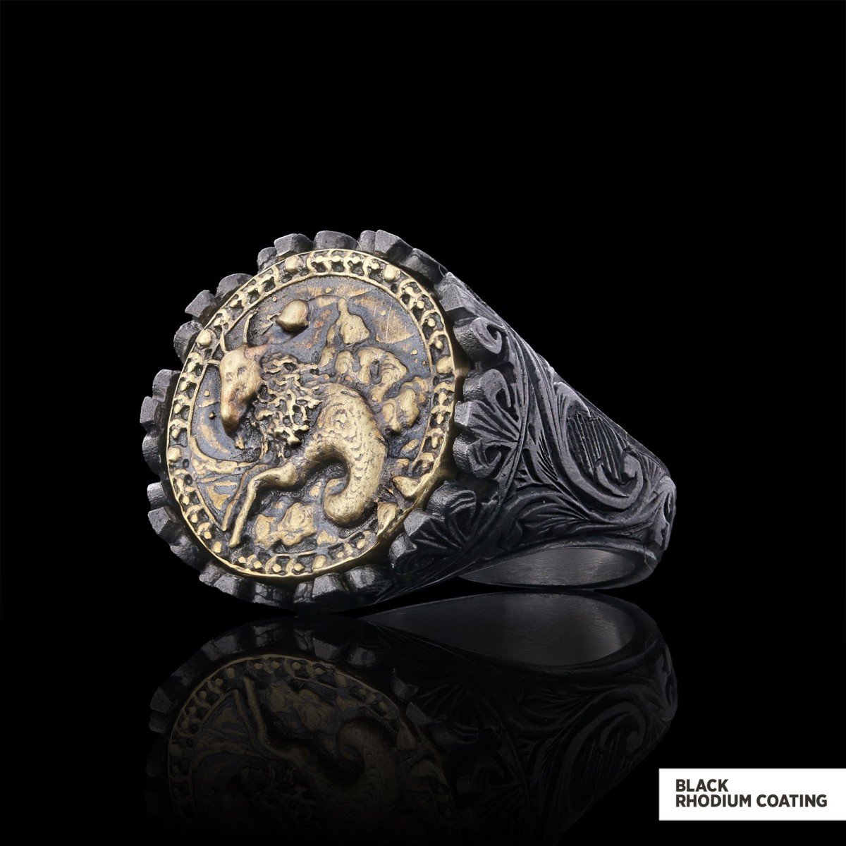 Capricorn Sign Ring, 925 Sterling Silver Capricorn Sign Ring