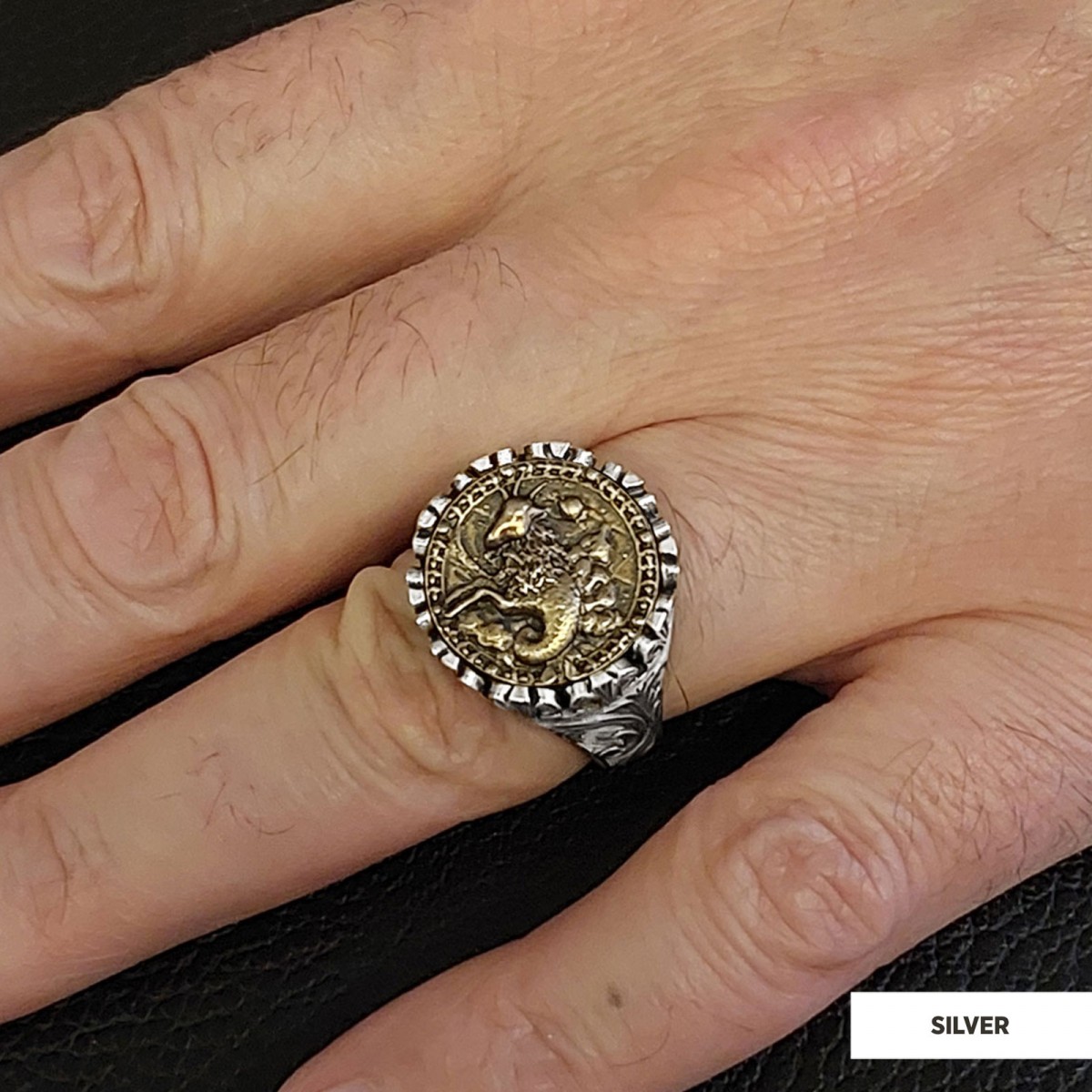 Capricorn Sign Ring, 925 Sterling Silver Capricorn Sign Ring