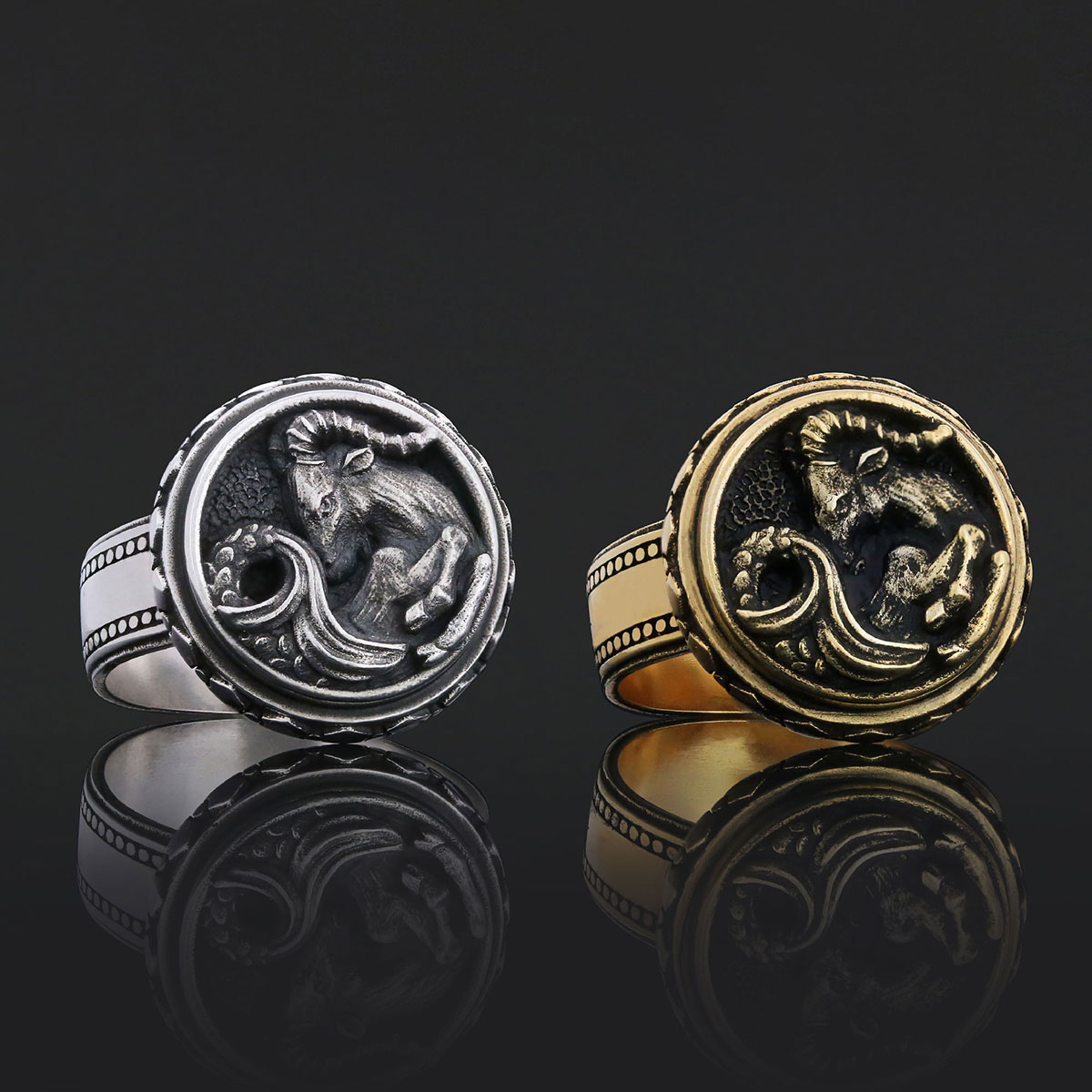 Capricorn Zodiac Silver Ring