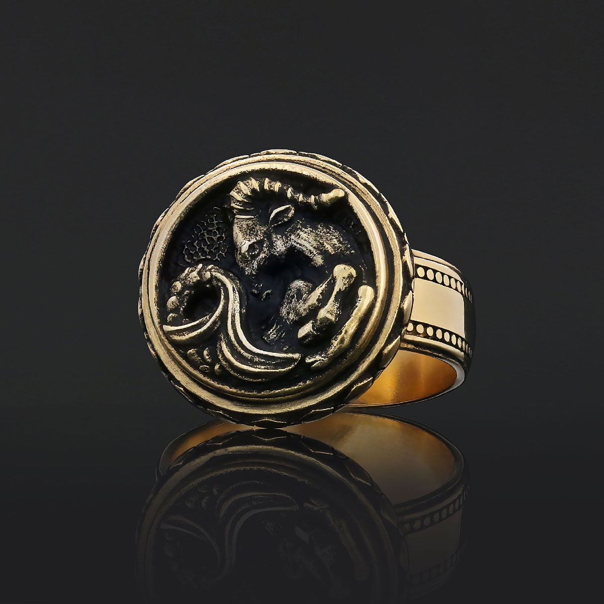 Capricorn Zodiac Silver Ring