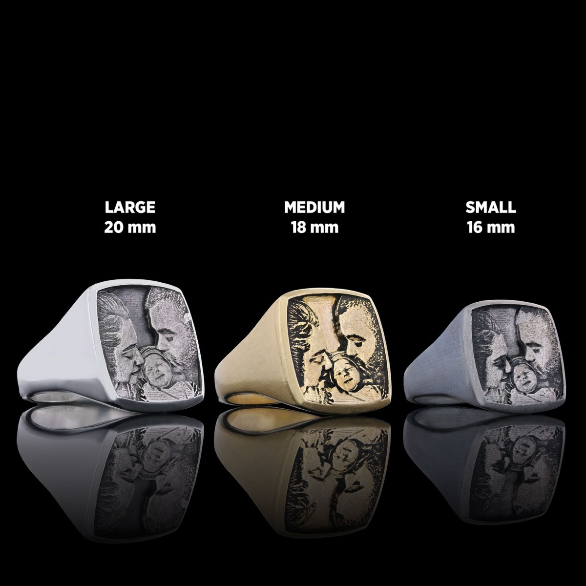 Cherished Moments Personalized Square Ring, Your Loved Ones, Always Close