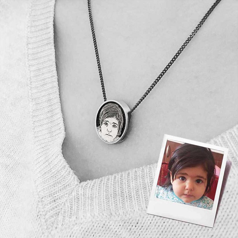 Child Photo Silver Pendant