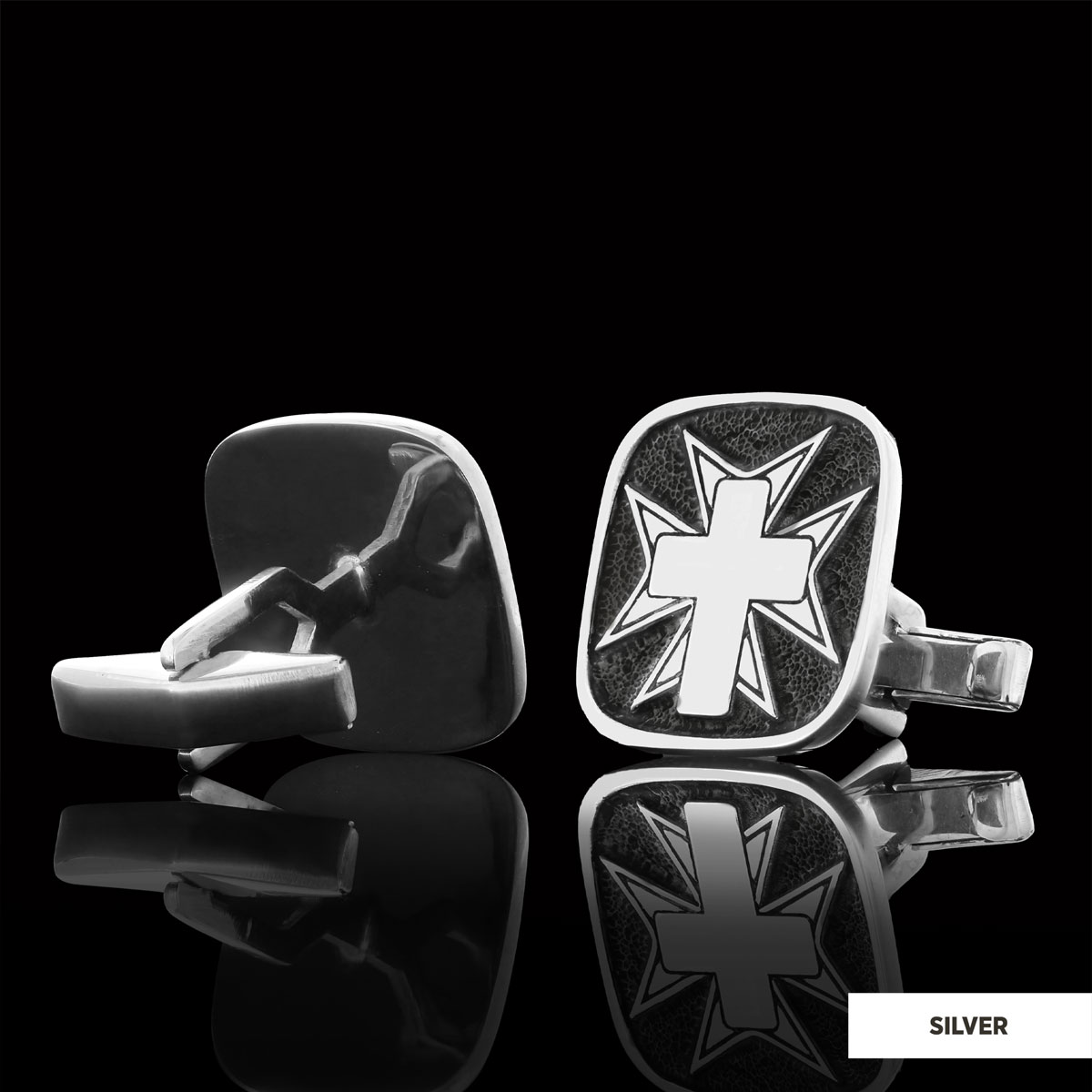 Christian Cross 925 Sterling Silver Cufflinks, Silver Square Cross Cufflinks, Gold Plated Silver Christian Cross Cufflinks