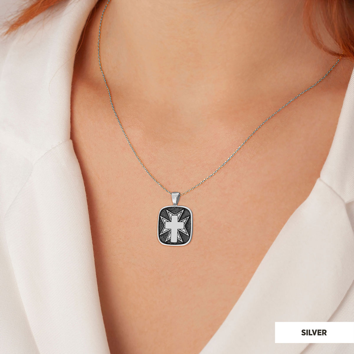 Christian Cross 925 Sterling Silver Necklace, Silver Square Cross Pendant, Gold Plated Silver Christian Cross Necklace Christian Cross 925 Sterling Silver Necklace, Silver Square Cross Pendant, Gold Plated Silver Christian Cross Necklace