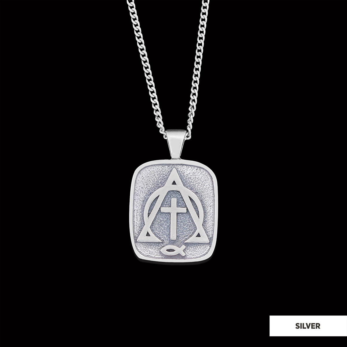 Christian Cross Ichthus Necklace, Alpha Omega Cross Necklace, Square Christianity Ichthus Pendant Christian Cross Ichthus Necklace, Alpha Omega Cross Necklace, Square Christianity Ichthus Pendant