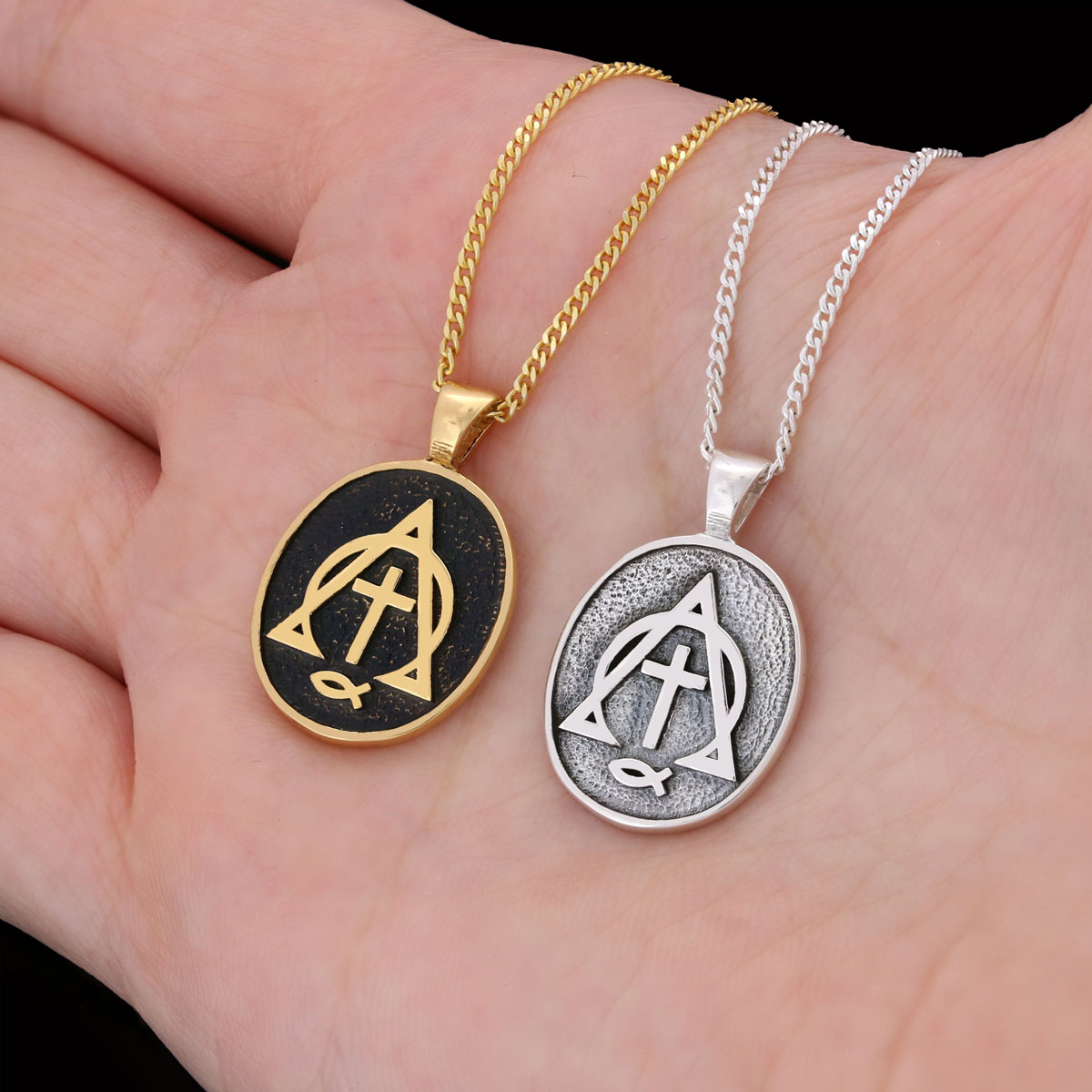 Christian Cross Ichthus Necklace, Square Christian Jewelry, Ichthus Pendant, Alpha Omega Cross Necklace Christian Cross Ichthus Necklace, Square Christian Jewelry, Ichthus Pendant, Alpha Omega Cross Necklace