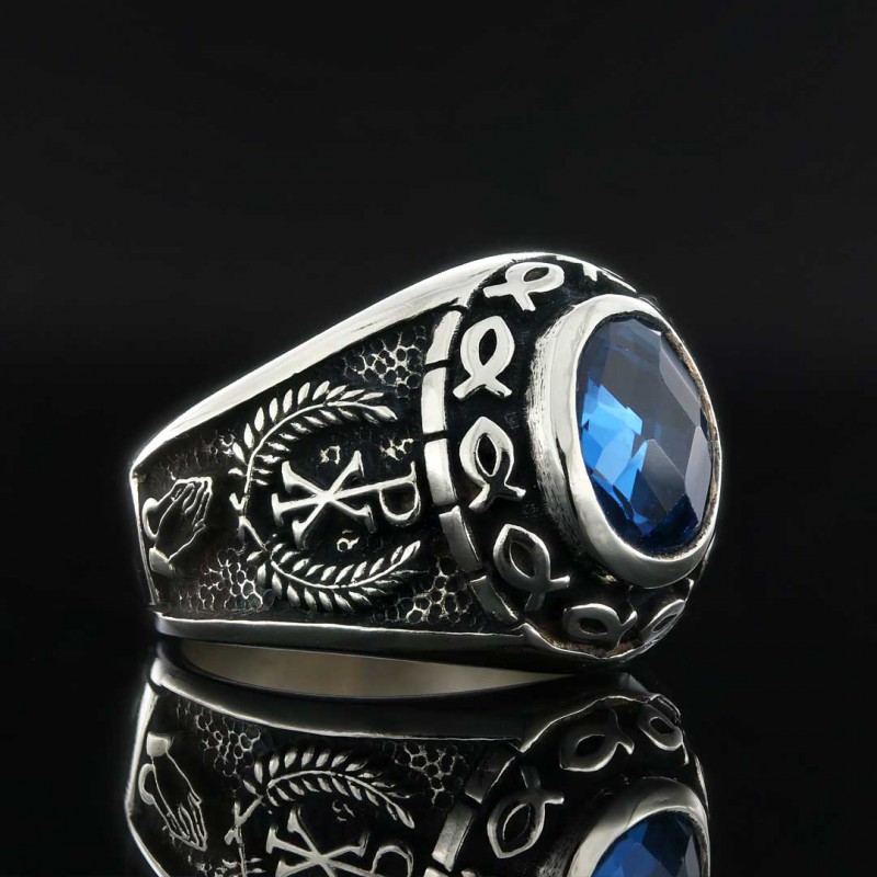Christian Blue Stone Ring