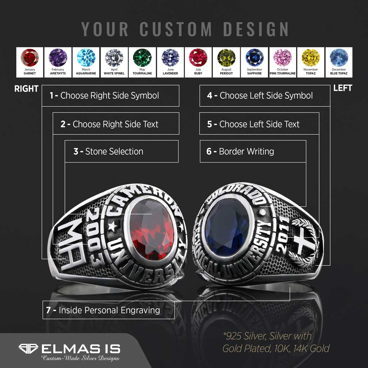 Colorado Technical University Ring, Customized High School Ring, Cameron University Ring, Graduation Collage Ring Colorado Technical University Ring, Customized High School Ring, Cameron University Ring, Graduation Collage Ring