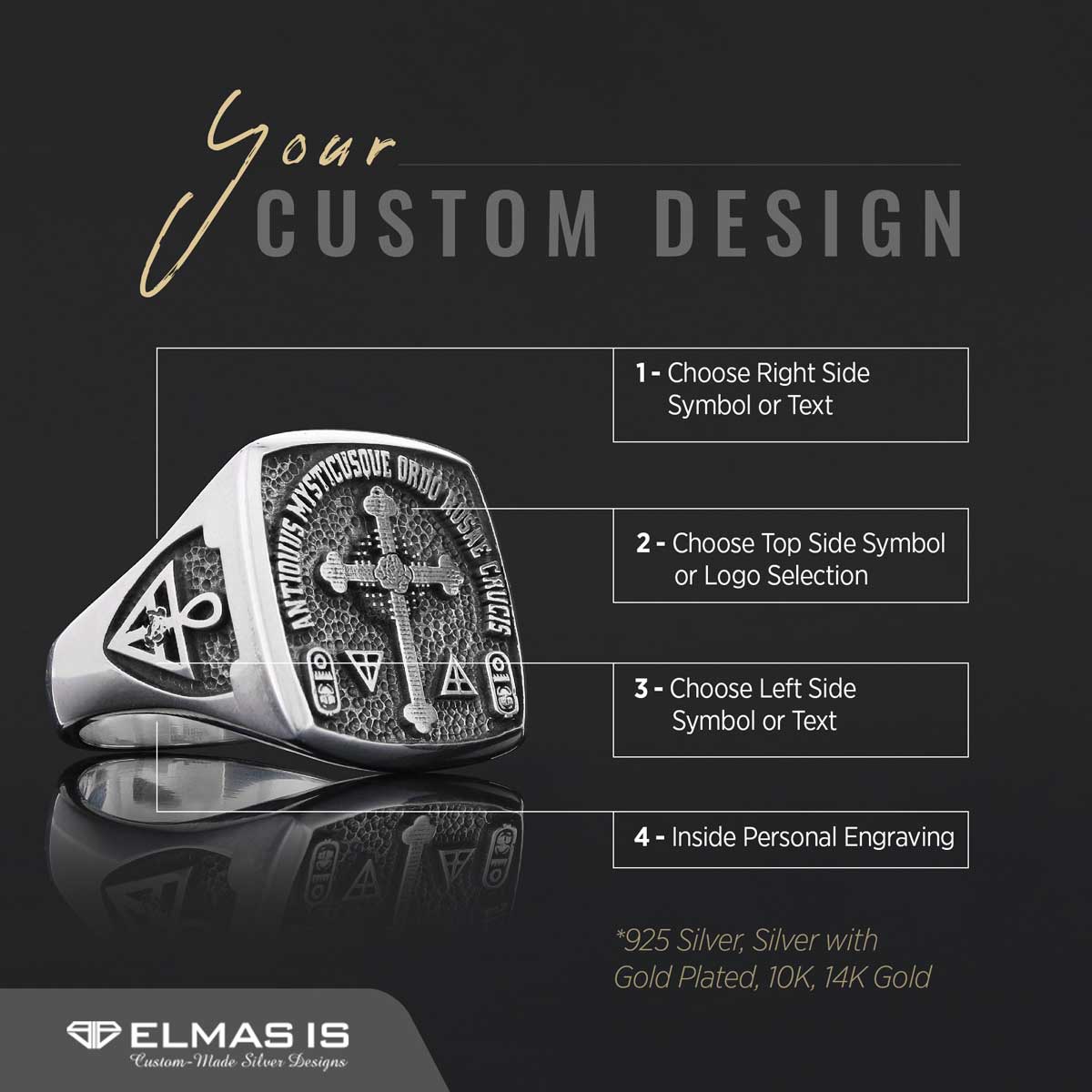 Crafted for the Devoted Rosae Crucis Ring, Personalized Rosae Crucis Ring Crafted for the Devoted Rosae Crucis Ring, Personalized Rosae Crucis Ring