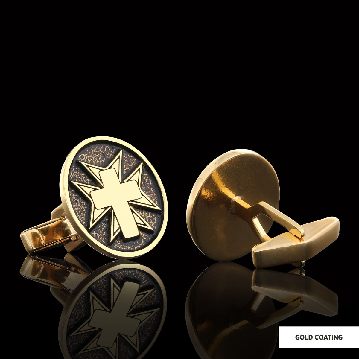 Crucifix Silver Cufflinks, Gold Plated Silver Christian Cross Cufflinks, Silver Oval Crucifix Cufflinks