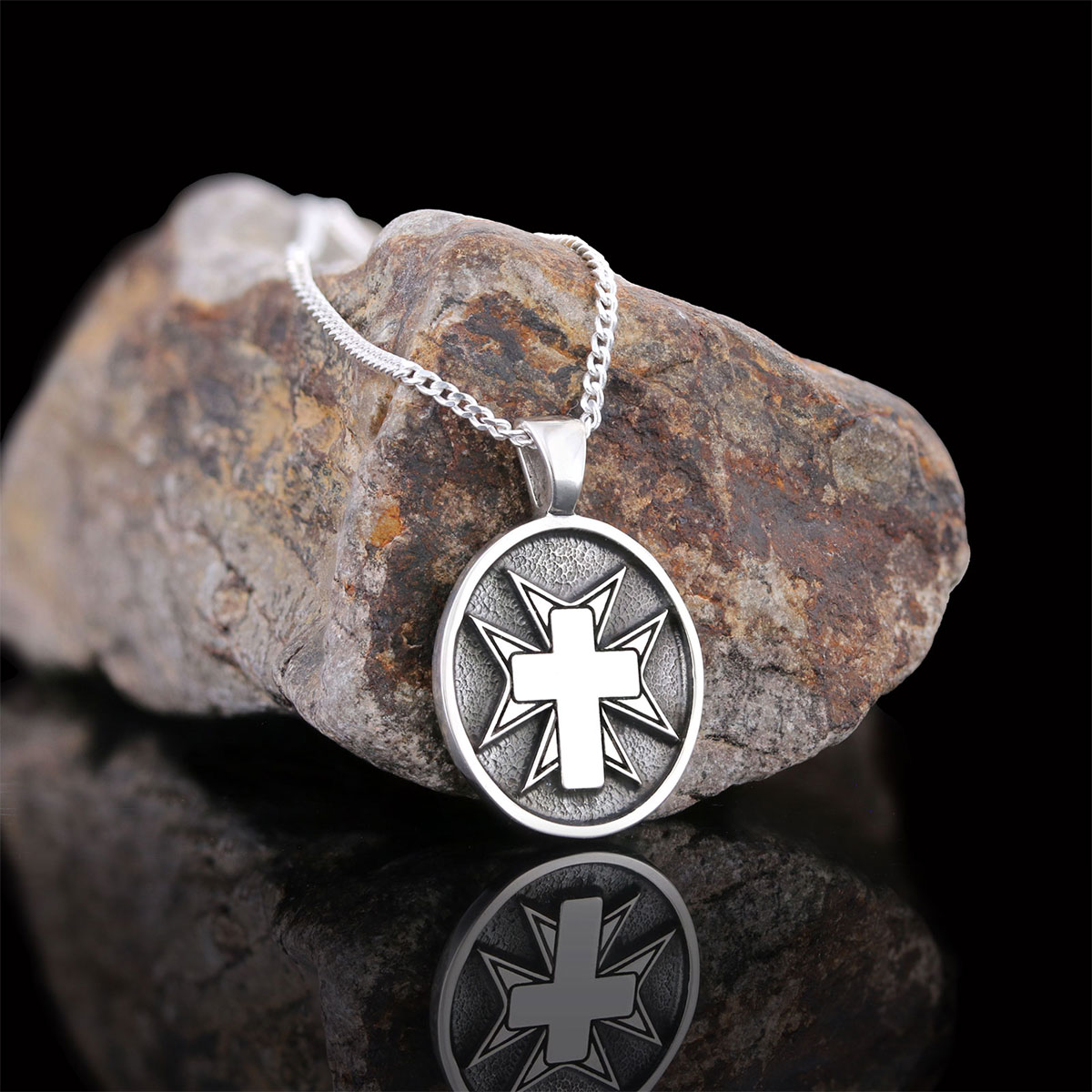 Crucifix Silver Necklace, Gold Plated Silver Christian Cross Pendants, Silver Oval Crucifix Necklace