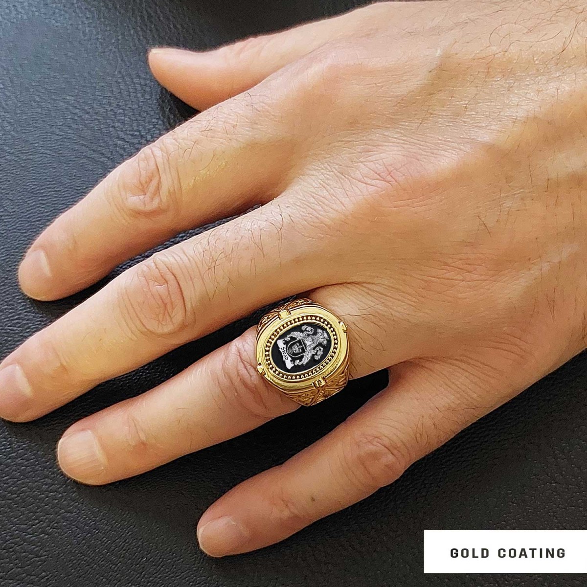 Custom Design Handmade Family Crest Ring, Oval Celtic Design Engraved Family Ring