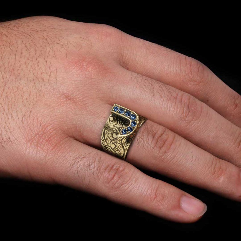 Custom Design Handmade Monogram J Bold Alphabet Ring