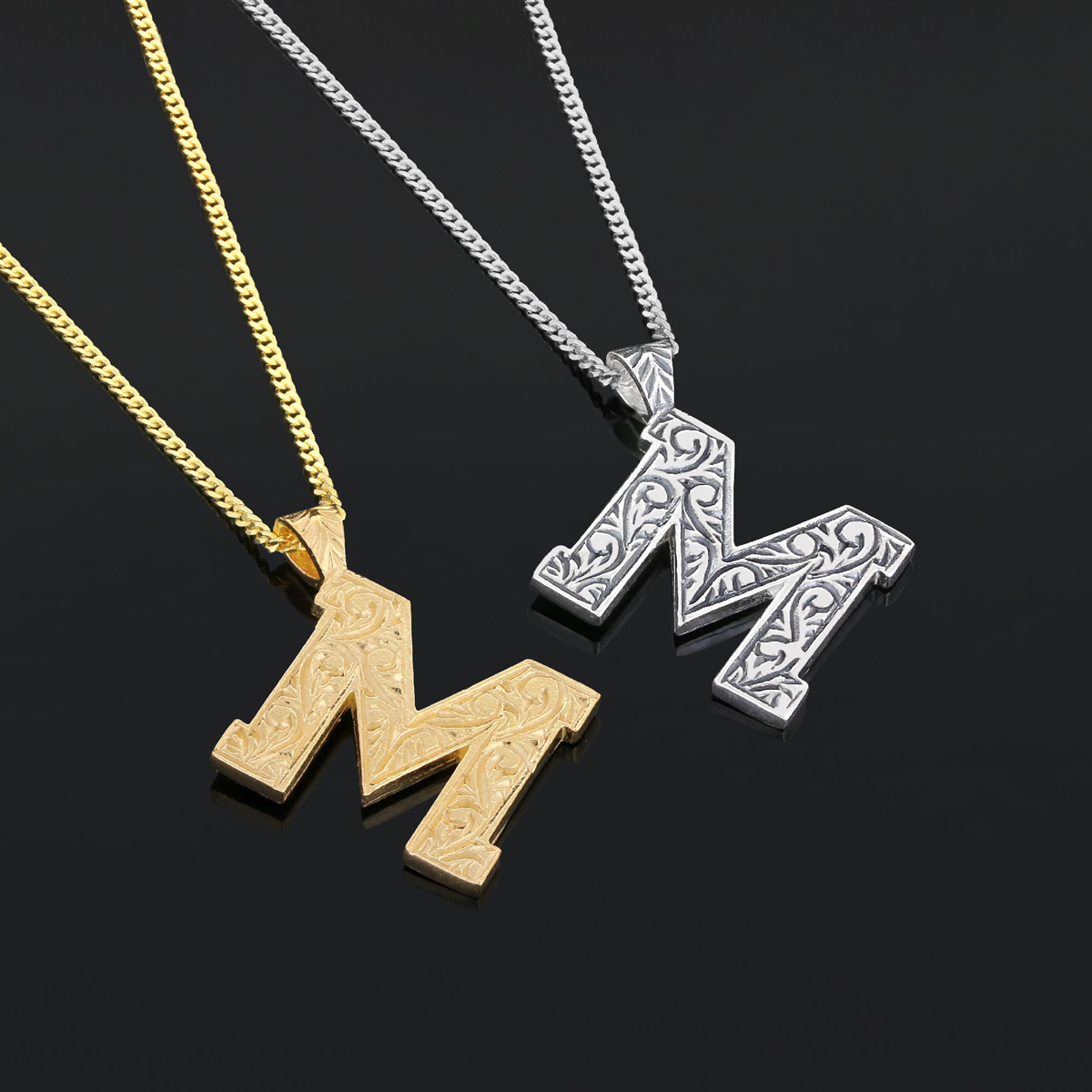 Custom Design Monogram 925 Sterling Silver Letter M Necklace