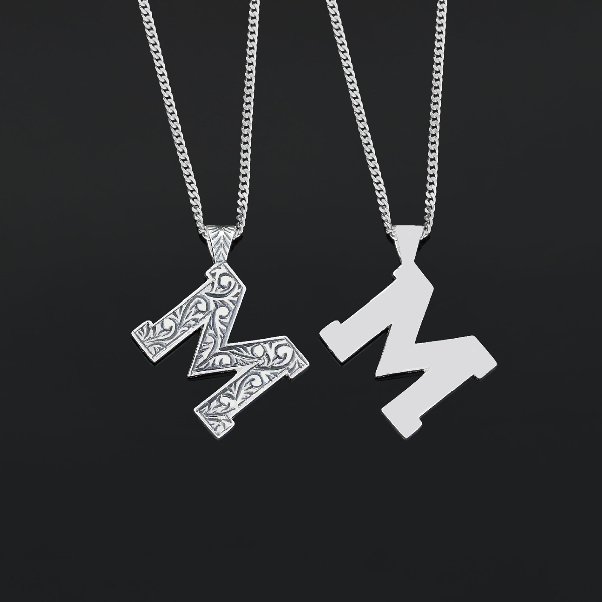 Custom Design Monogram 925 Sterling Silver Letter M Necklace