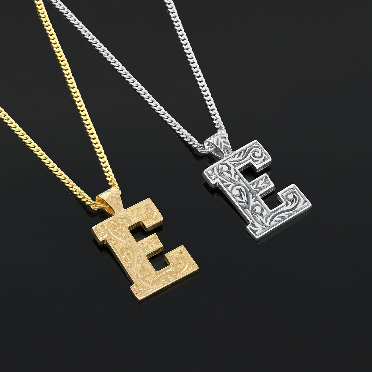 Custom Design Silver Letter Monogram E Pendant