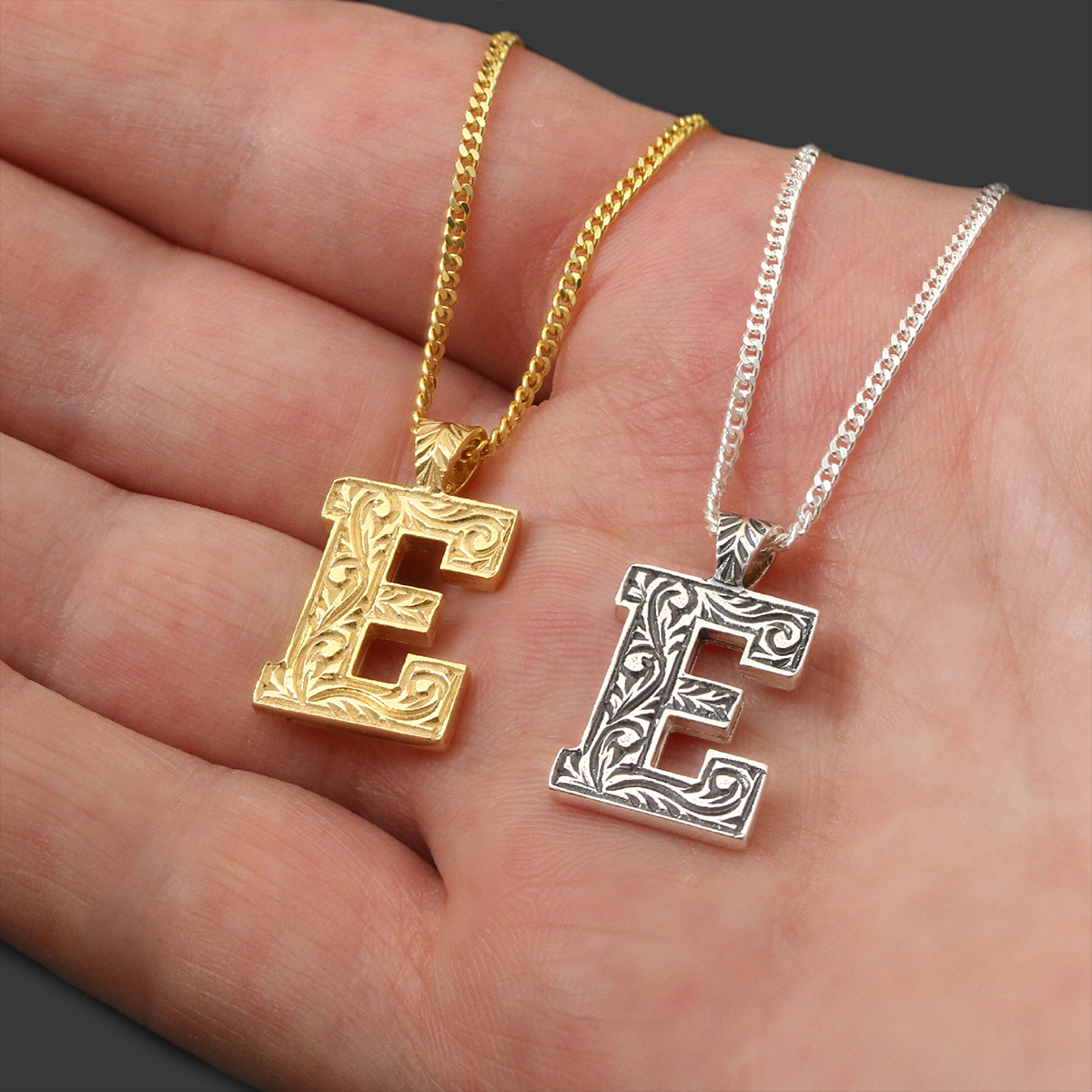 Custom Design Silver Letter Monogram E Pendant