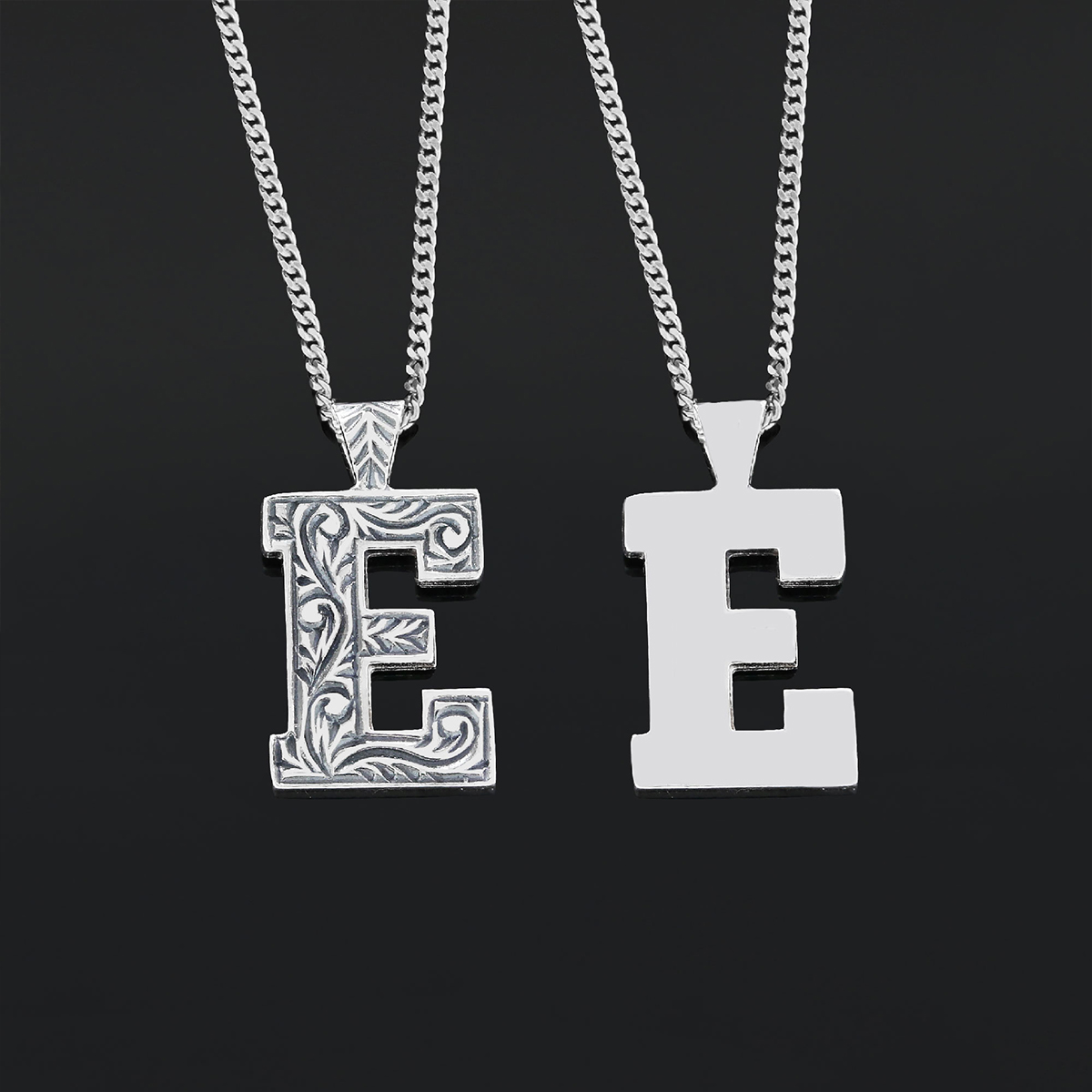 Custom Design Silver Letter Monogram E Pendant
