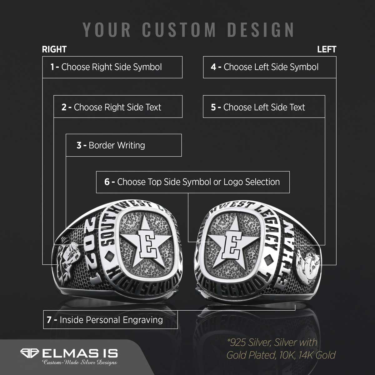 Custom High School Graduation Ring, Handmade University Ring, Class Ring, College Class Ring