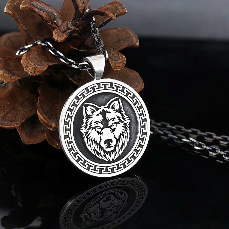 Custom Made 925 Sterling Silver Wolf - Seal Of Solomon Pendant