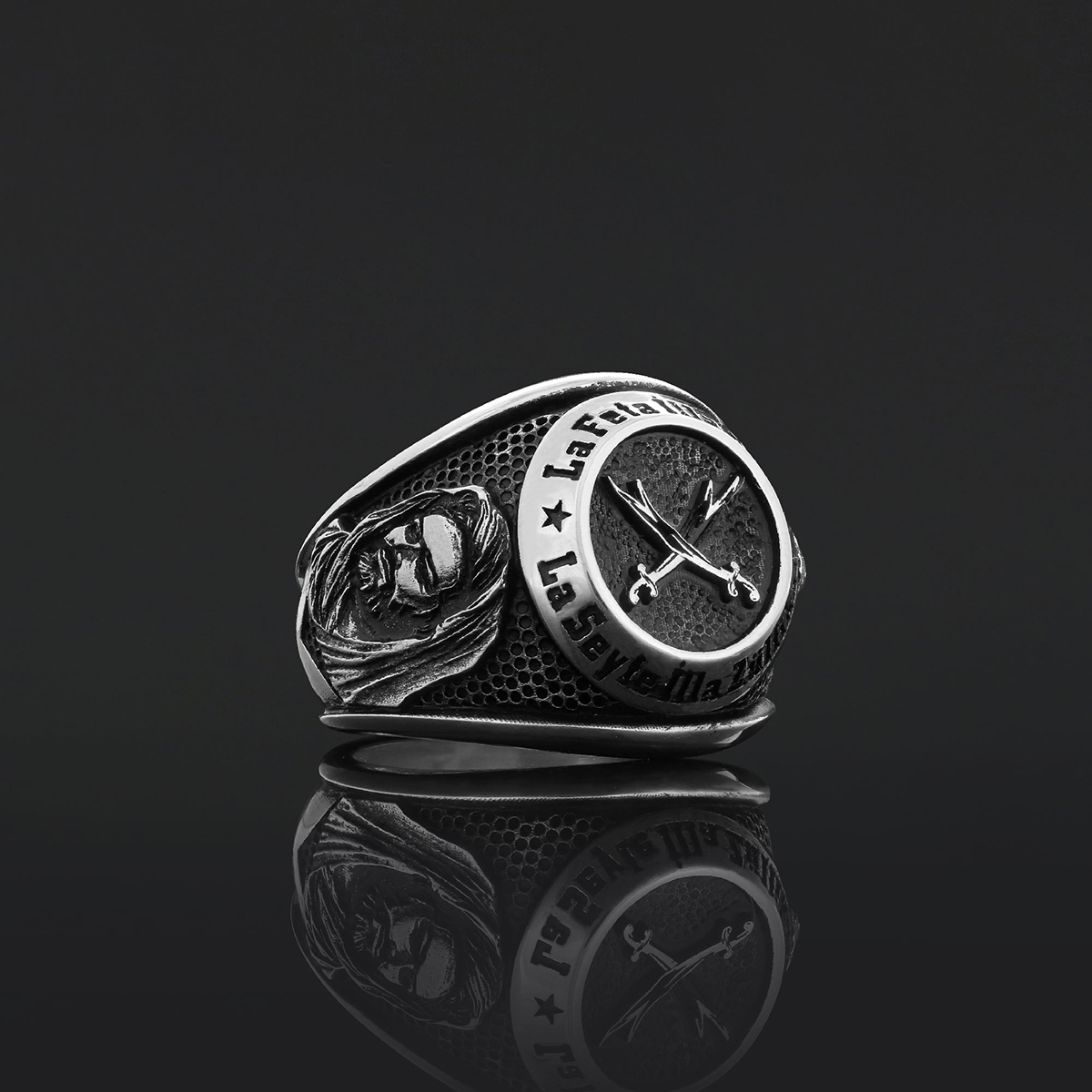 Dhulfiqar Sword Round Ring, Islamic Zulfiqar Sword Jewelry, Zulfiqar Face Ring, Hz Ali Ring Gift, Zulfiqar Jewelry, Muslim Silver Jewelry