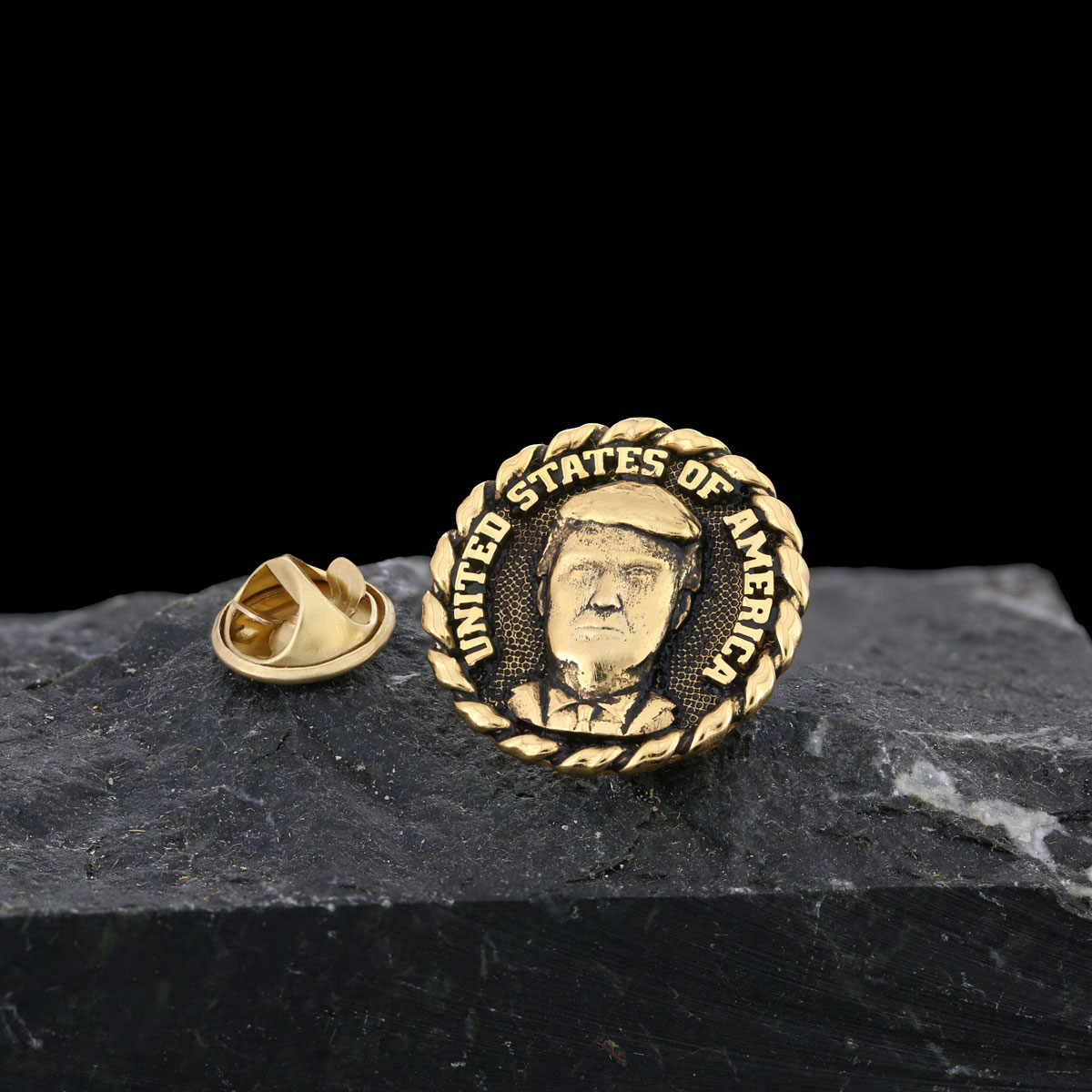 Donald Trump Lapel Pin, Silver Brooch, Men's Label Badge, Gold Plated Badge, Trump Gift