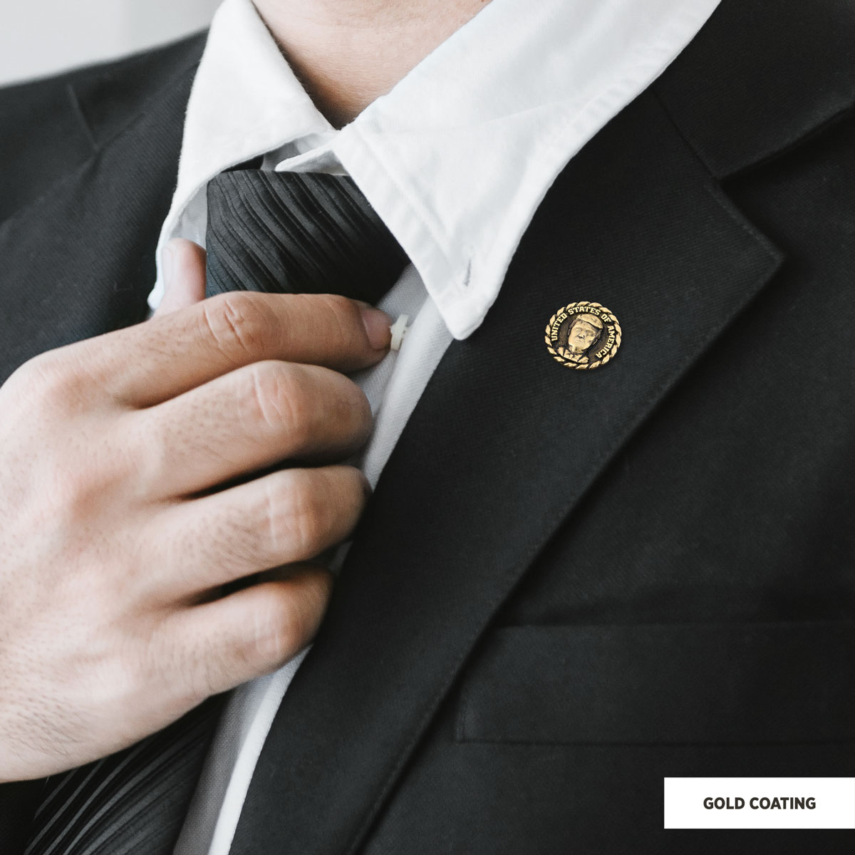 Donald Trump Lapel Pin, Silver Brooch, Men's Label Badge, Gold Plated Badge, Trump Rosette Gift