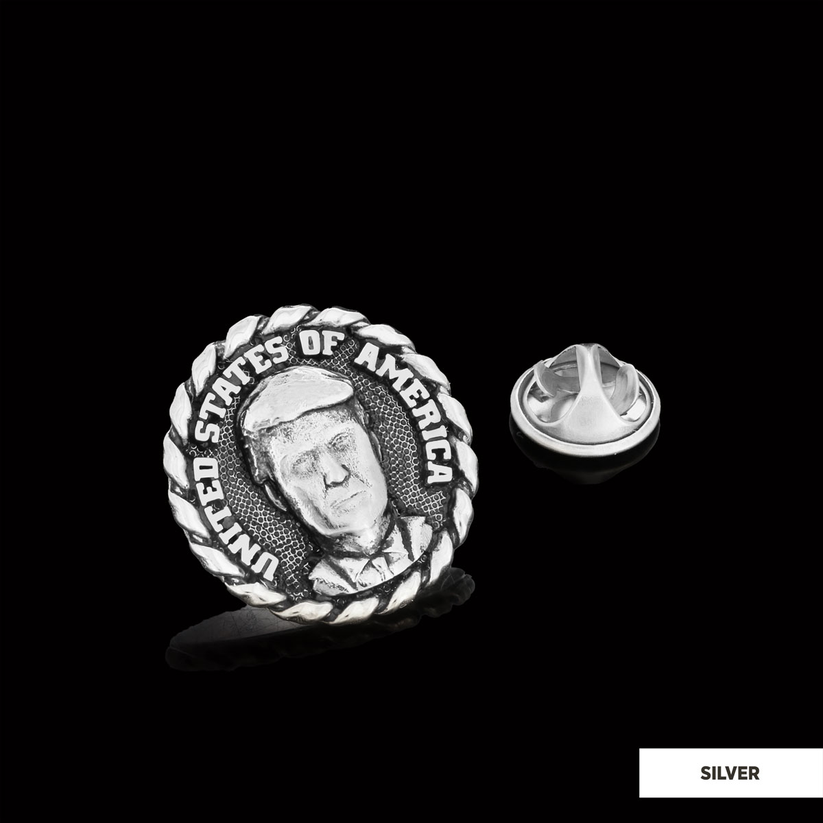 Donald Trump Lapel Pin, Silver Brooch, Men's Label Badge, Gold Plated Badge, Trump Rosette Gift