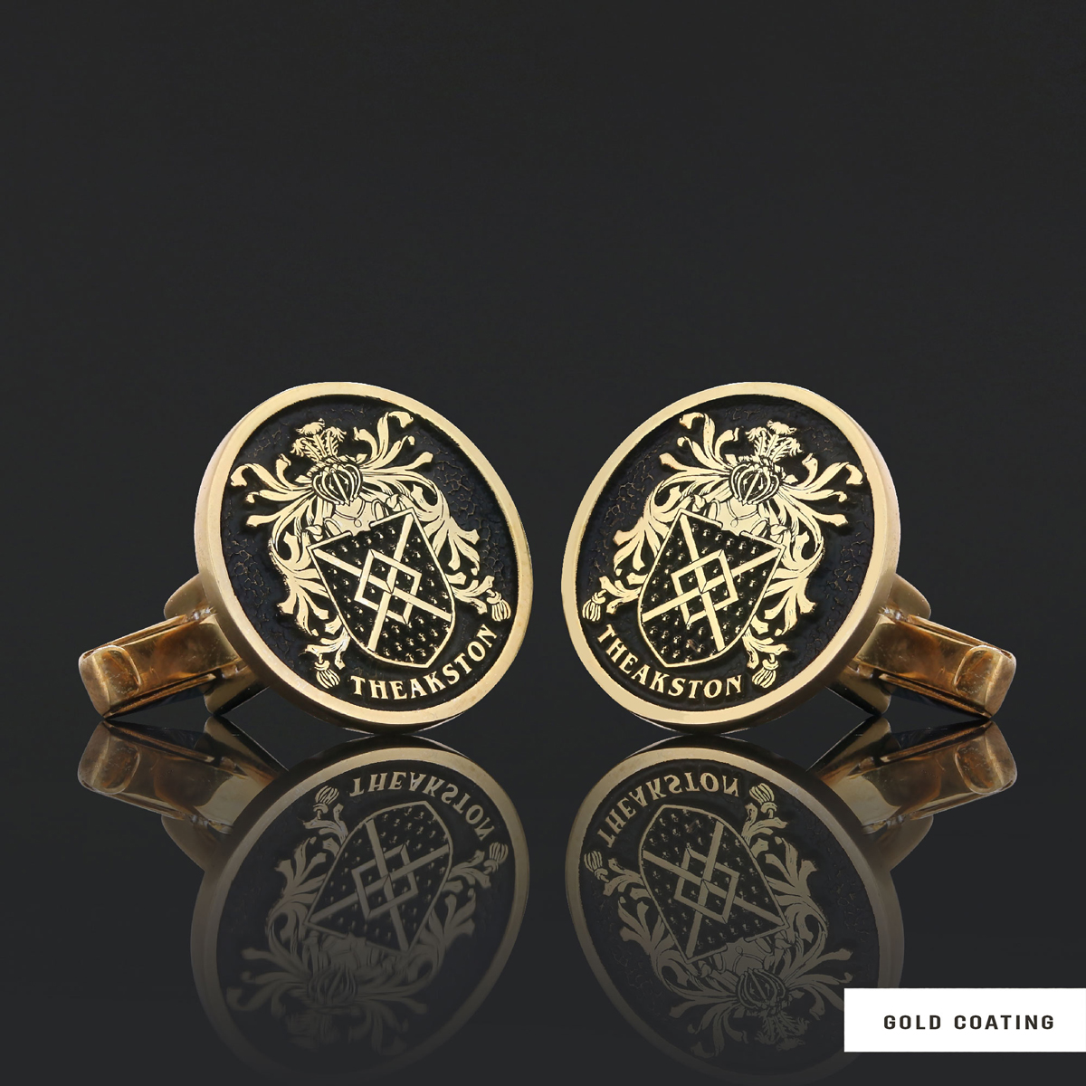 Luxury Round Family Crest Cufflinks – Raised Design for a Unique Touch