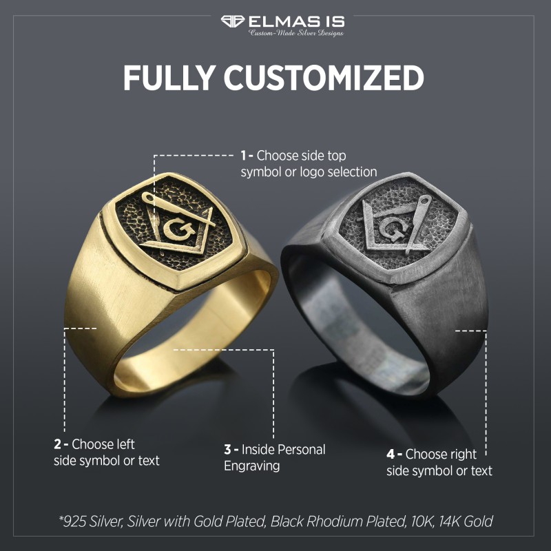 G Embossed Masonic Ring