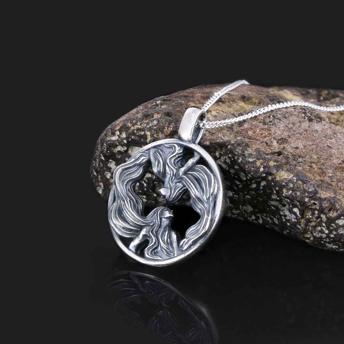 Gemini Pendant, Sterling Silver Gemini Necklace, Handmade Gemini Jewelry, Horoscope Gemini Necklace