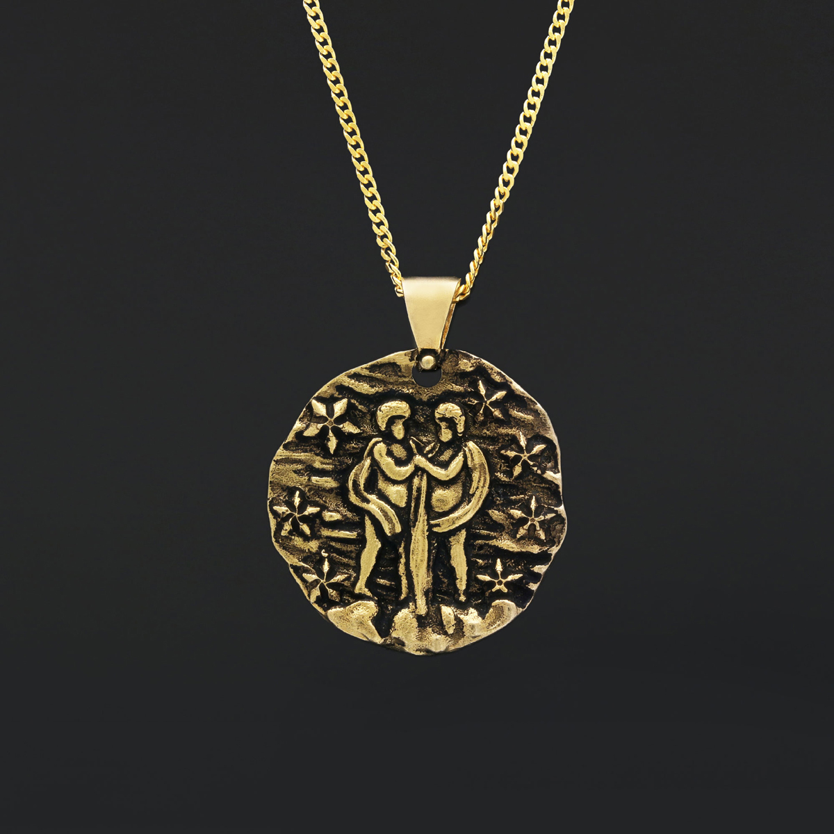 Gemini Pendant, Zodiac Necklace, Sterling Silver Pendant, Gold Plated Pendant, Astrology Jewelry, Gemini Sign Jewelry