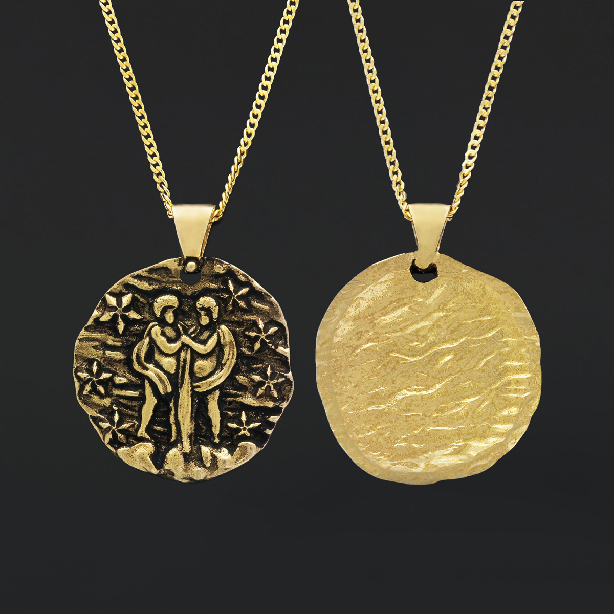 Gemini Pendant, Zodiac Necklace, Sterling Silver Pendant, Gold Plated Pendant, Astrology Jewelry, Gemini Sign Jewelry