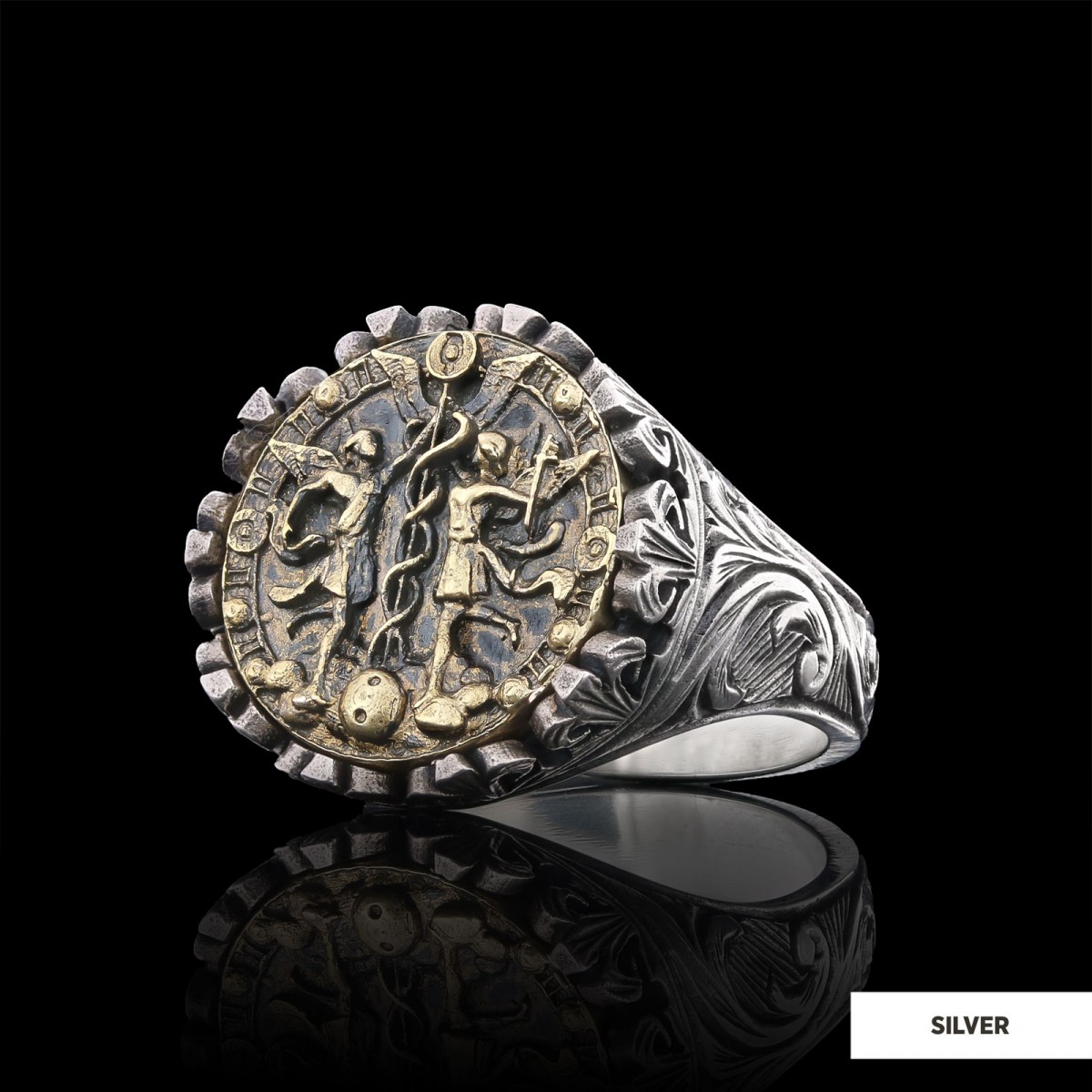 Gemini Sign Ring, 925 Sterling Silver Gemini Sign Ring