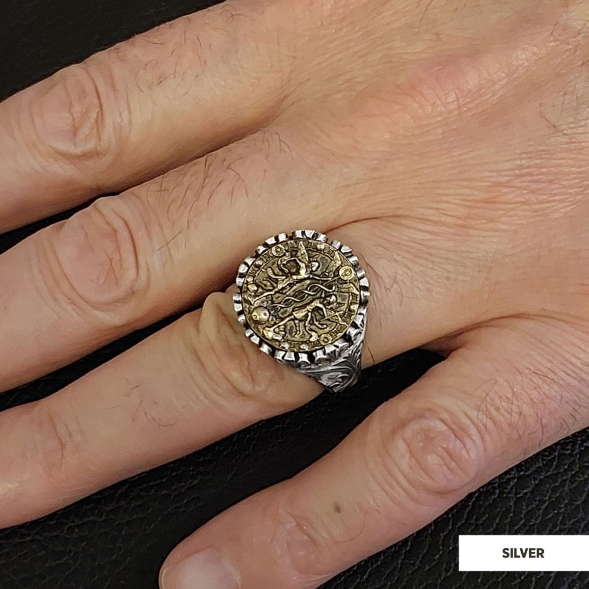 Gemini Sign Ring, 925 Sterling Silver Gemini Sign Ring