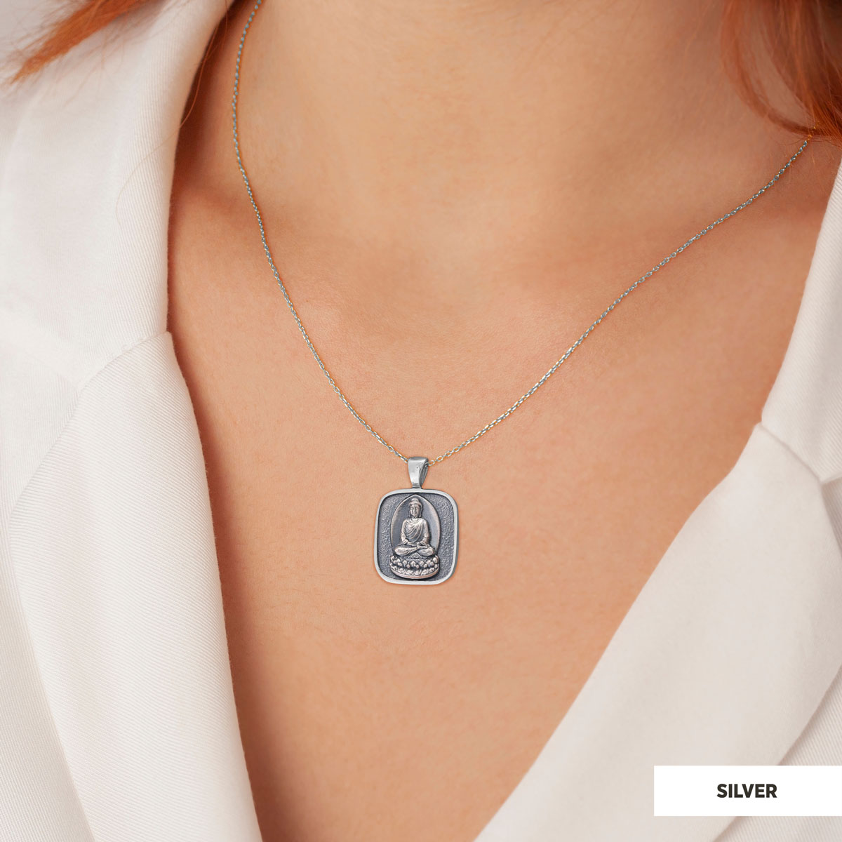 Goddess of Mercy Pendant, Buddha Necklace, Buddha Silver Necklace, Buddhist Gift, Religious Necklace