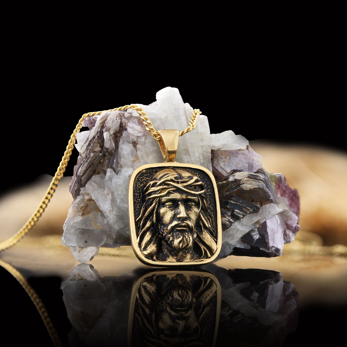 Gold Plated Jesus Jewelry, Jesus Silver Pendant, Men's Religious Gift Christian Necklace, Unisex Jesus Pendant
