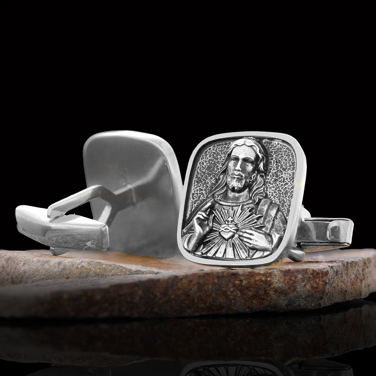 Handcrafted Square Jesus Cufflinks, Christ Religious Cufflinks, Christian Cufflinks, Religious Jewelry, Christ Gold Plated Cufflinks, Messiah Accessory