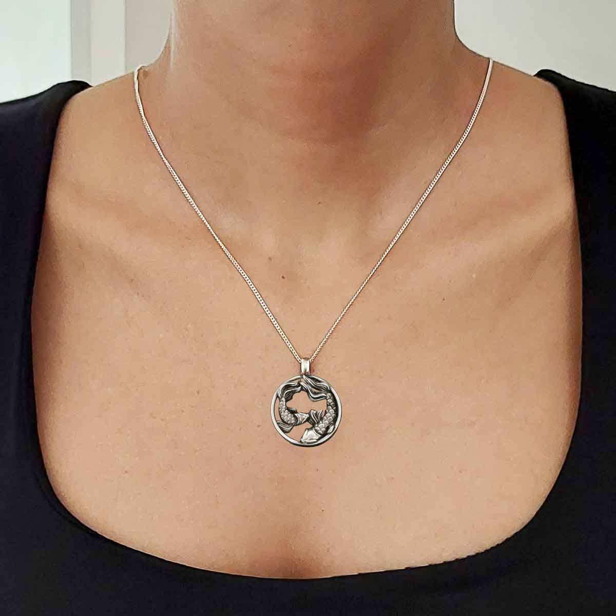 Handmade Pisces Pendant, Sterling Silver Pisces Necklace, Pisces Jewelry, Horoscope Pisces Necklace