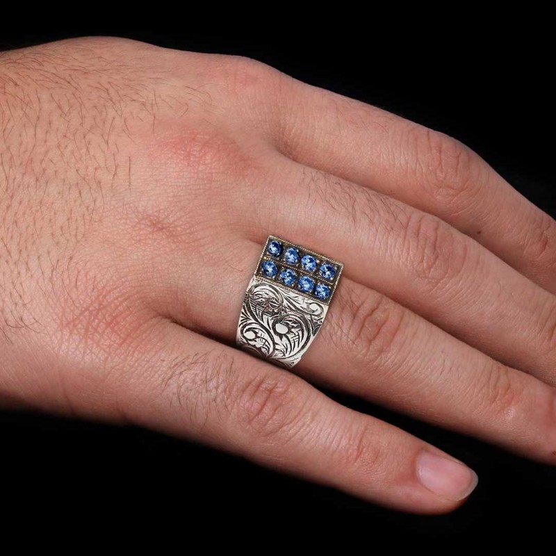 Handmade Silver Letter I Ring Bold Alphabet