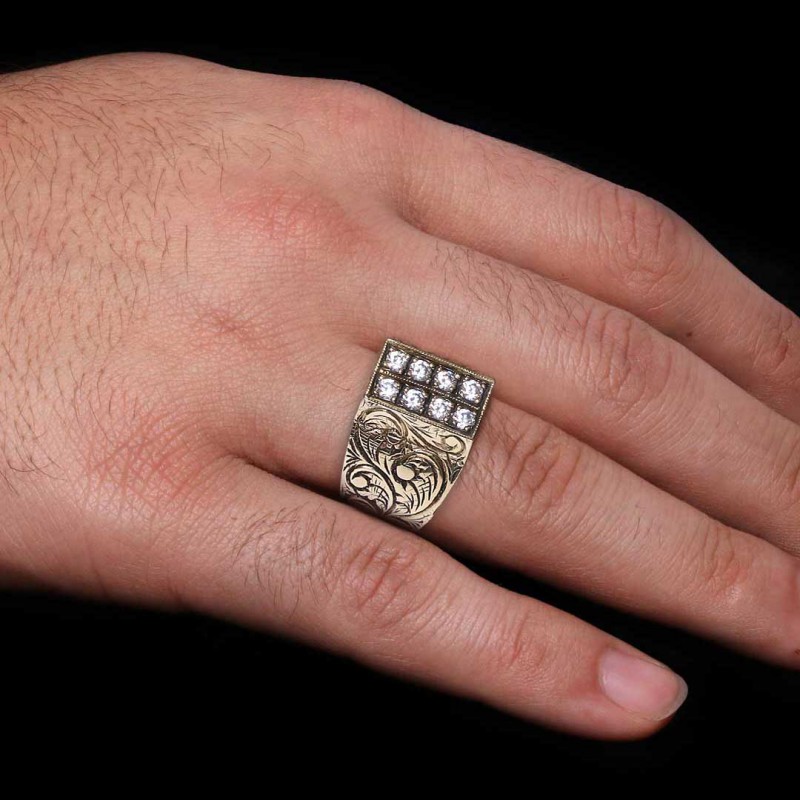 Handmade Silver Letter I Ring Bold Alphabet