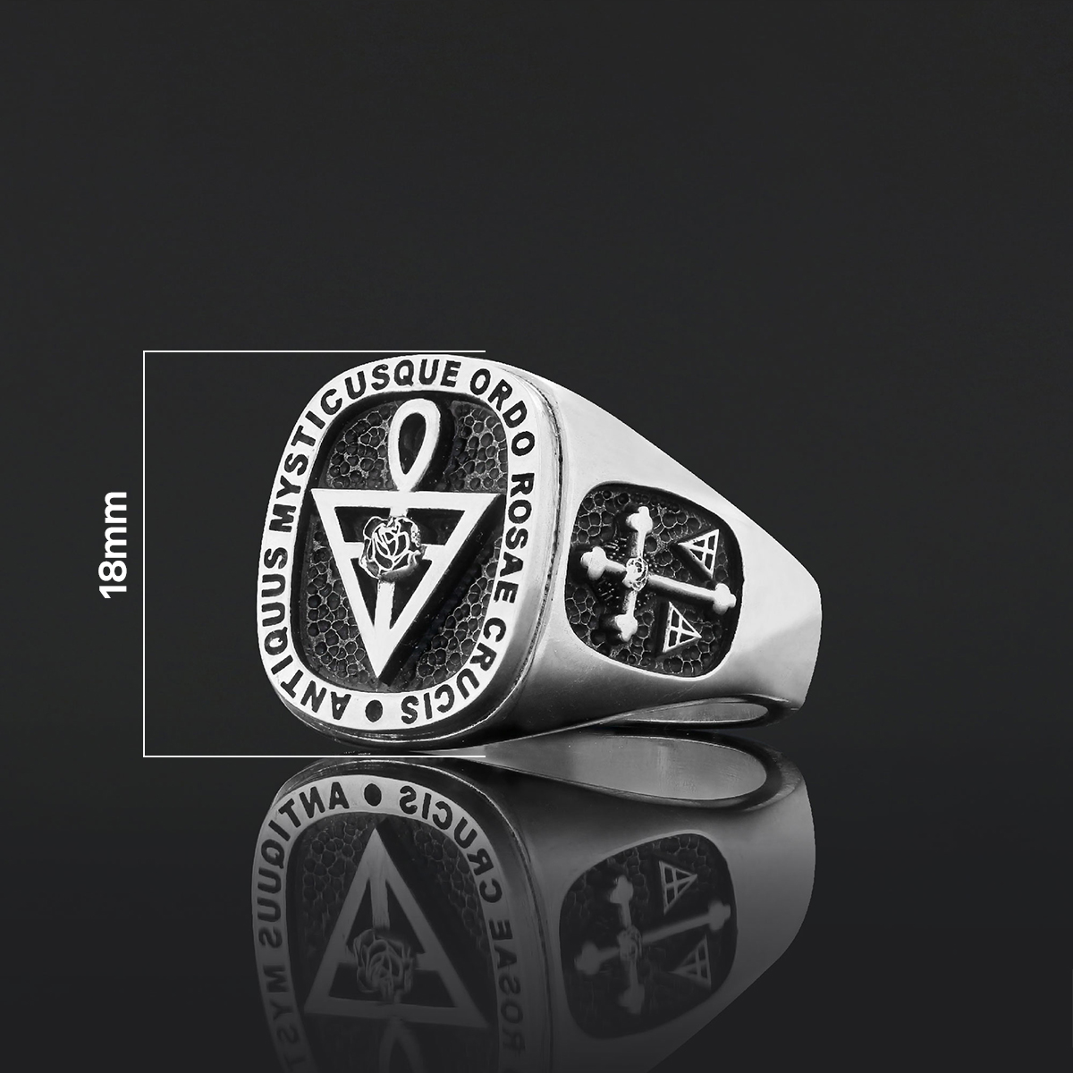 Handmade Silver Special Design Rosae Crucis Mason Ring Handmade Silver Special Design Rosae Crucis Mason Ring