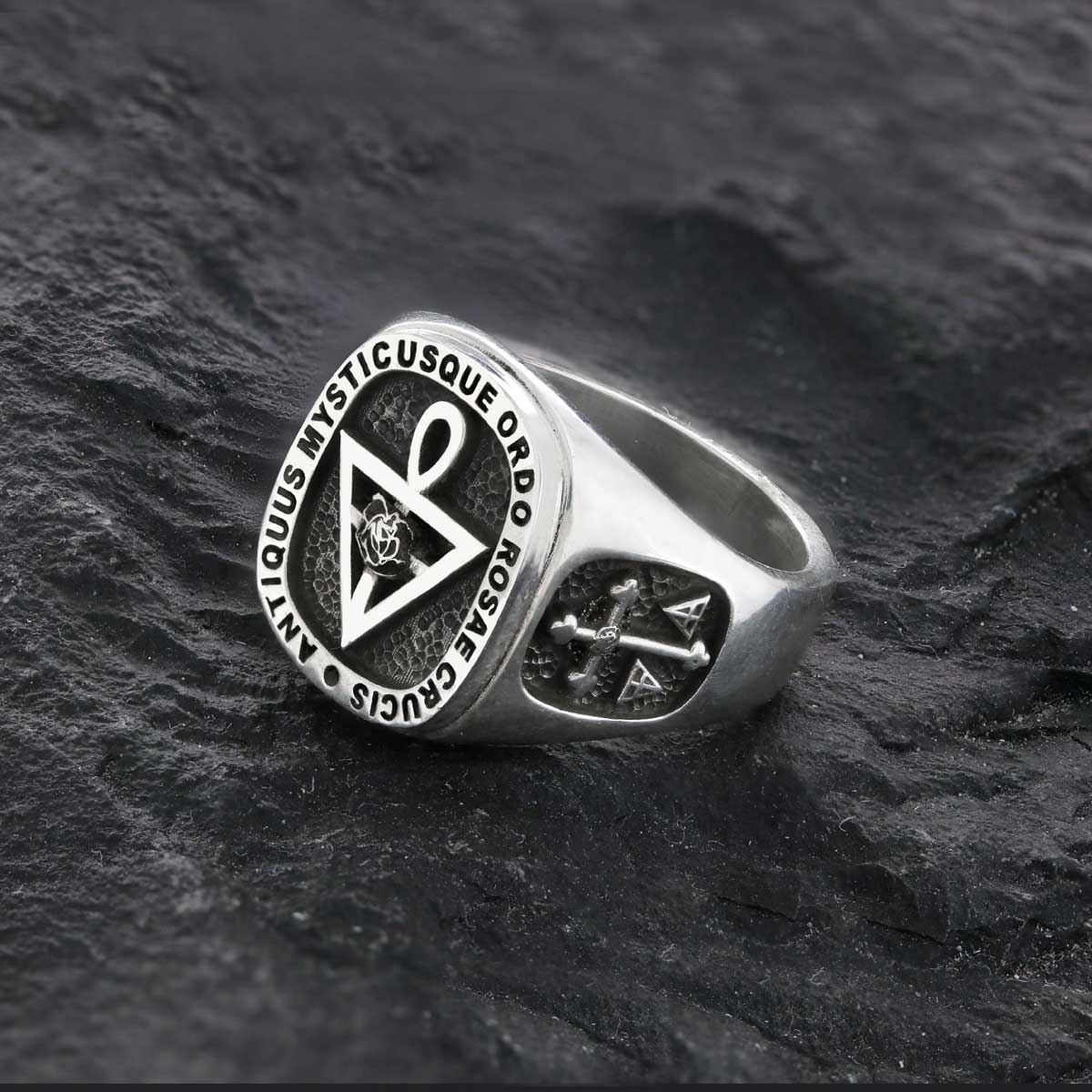 Handmade Silver Special Design Rosae Crucis Mason Ring