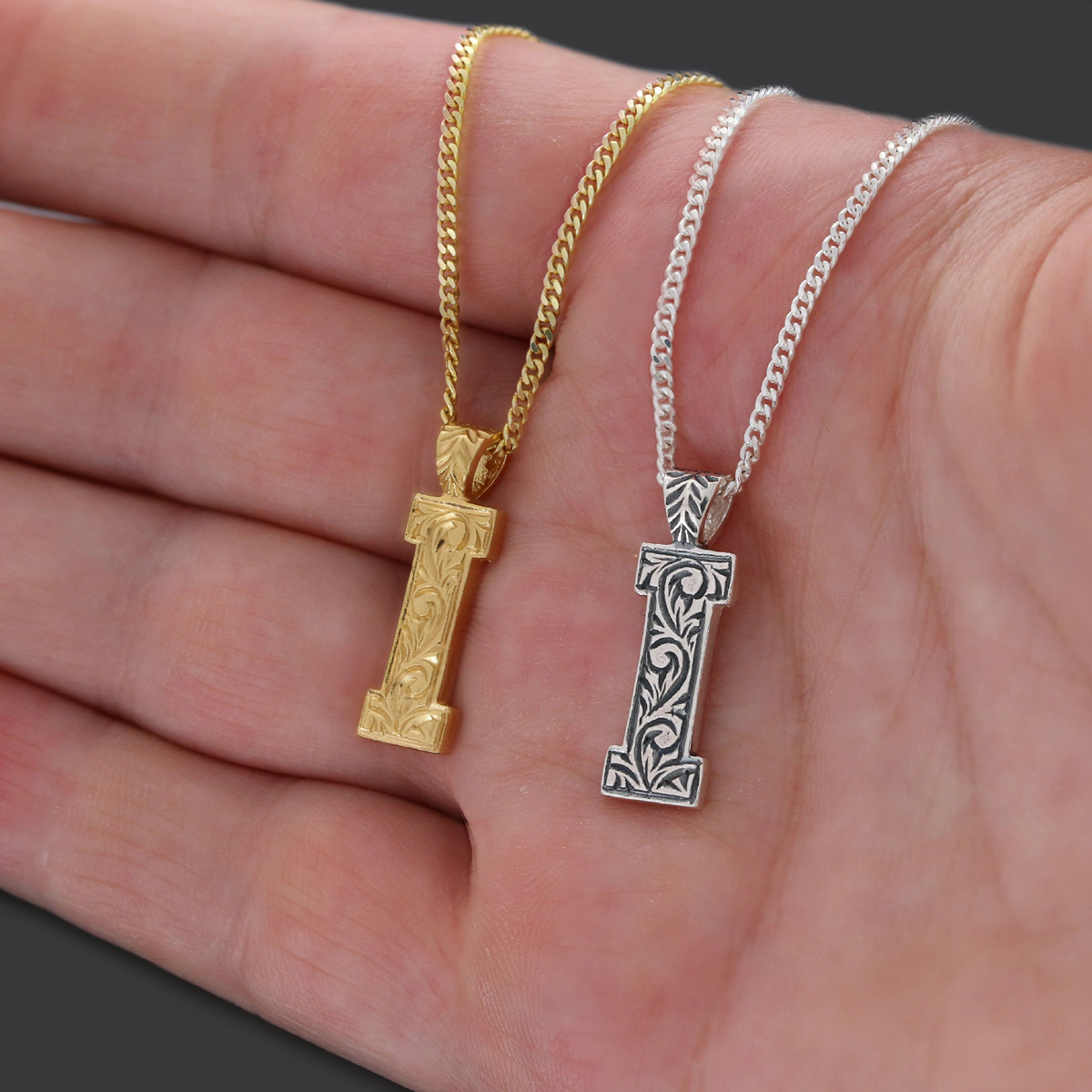 Handmade Special Design 925 Sterling Silver Letter Monogram I Necklace